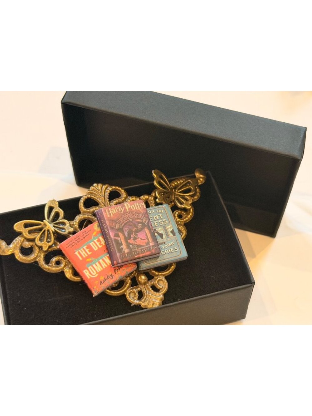 Booklovers Harry Potter Handcrafted Bronze Butterfly Brooch With Miniature Book